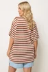 Yours Curve Rust Orange & Ivory White Stripe Knitted T-Shirt - 18 Image 4