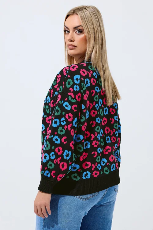Yours Limited Curve Black Leopard Print Balloon Sleeve Cardigan - 18-20 Image 3