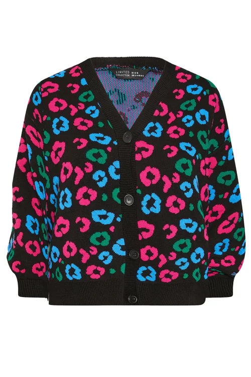 Yours Limited Curve Black Leopard Print Balloon Sleeve Cardigan - 18-20 Image 5