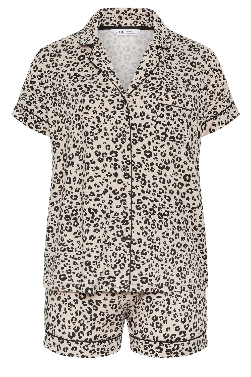 Yours Curve Natural Brown Leopard Print Soft Touch Pyjama Set - 34-36 Image 2