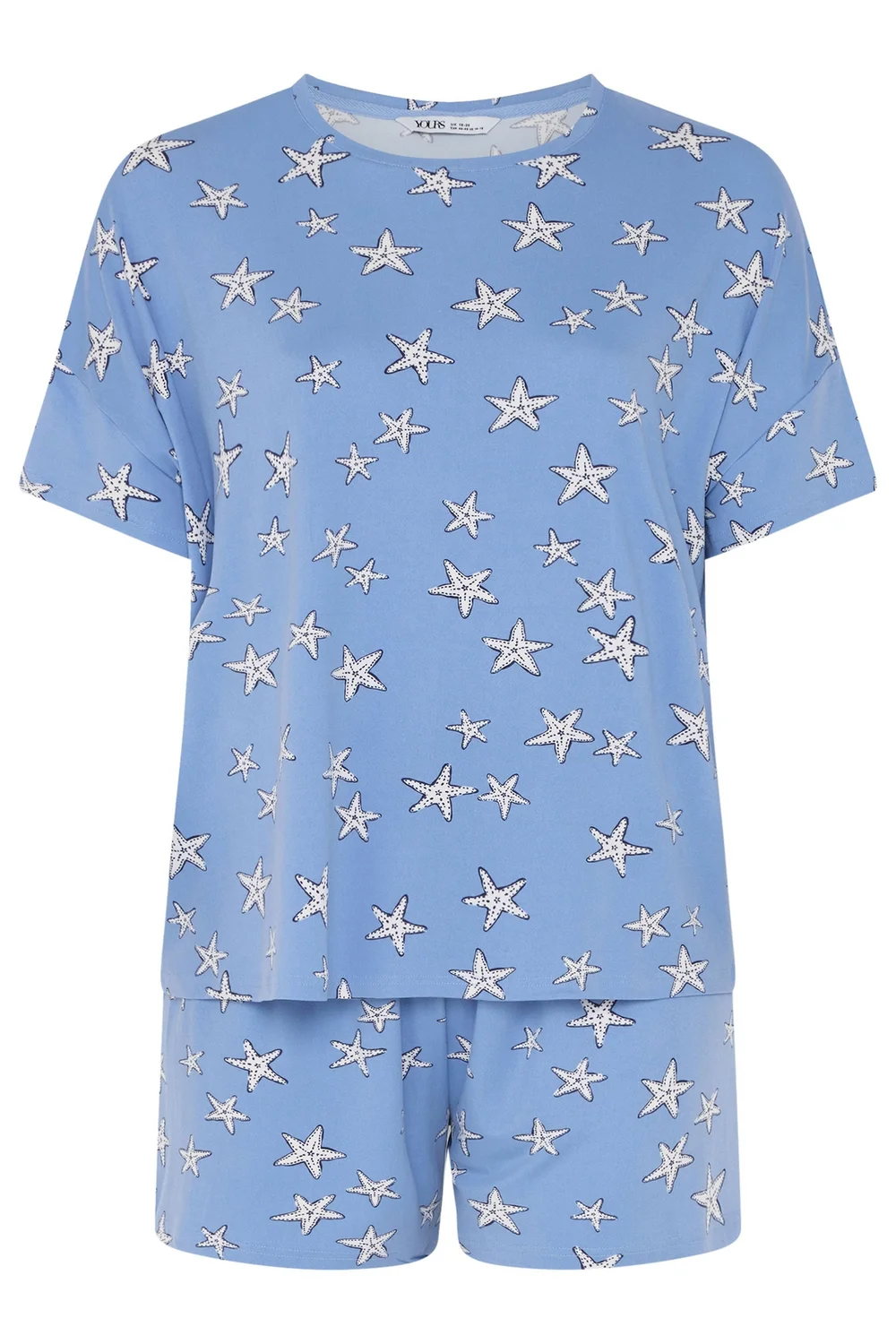 Yours Curve Blue Starfish Soft Touch Pyjama Set - 22-24 Image 5