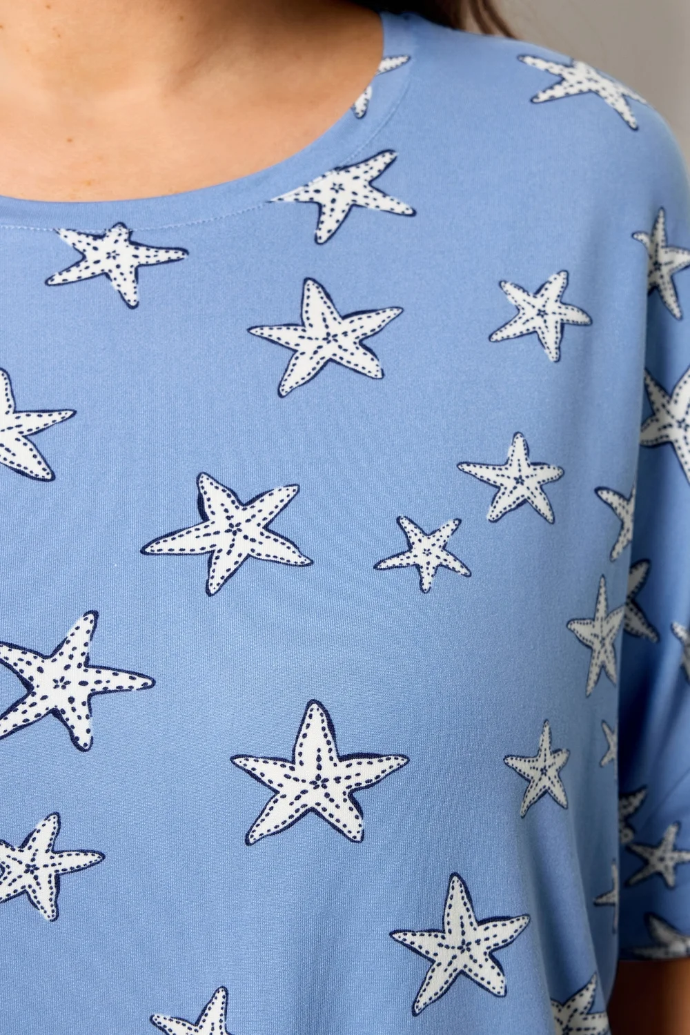 Yours Curve Blue Starfish Soft Touch Pyjama Set - 22-24 Image 4