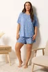 Yours Curve Blue Starfish Soft Touch Pyjama Set - 22-24 Image 2