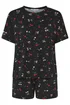Yours Curve Black Cherry & Bows Short Pyjama Set - 34-36 Image 5
