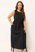 Yours Curve Black Linen Midi Dress - 34-36 Image 2