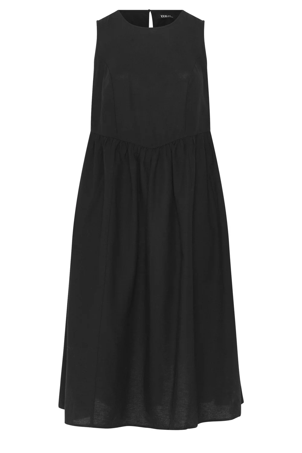 Yours Curve Black Linen Midi Dress - 34-36 Image 5