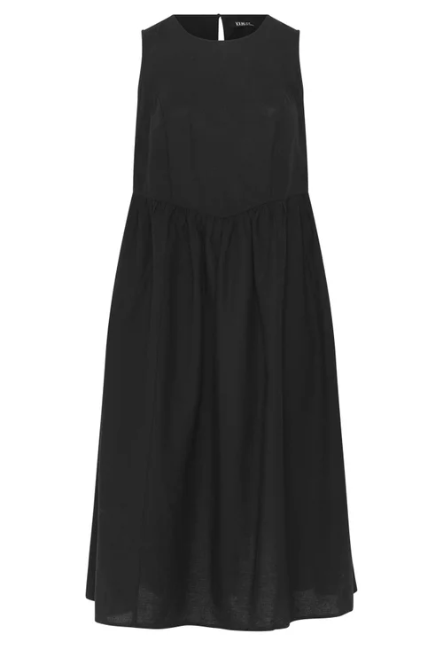 Yours Curve Black Linen Midi Dress - 34-36 Image 5