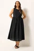 Yours Curve Black Linen Midi Dress - 34-36 Image 1