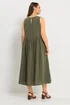 Yours Curve Khaki Green Sleeveless Linen Midi Dress - 18 Image 4