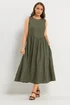 Yours Curve Khaki Green Sleeveless Linen Midi Dress - 18 Image 2