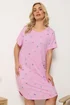 Yours 2 Pack Curve Pink Soft Touch Palm Tree Nightdresses - 14-16 Image 3