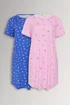 Yours 2 Pack Curve Pink Soft Touch Palm Tree Nightdresses - 14-16 Image 1