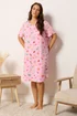Yours Curve Pink Summer Print Soft Touch Nightdress - 30-32 Image 1