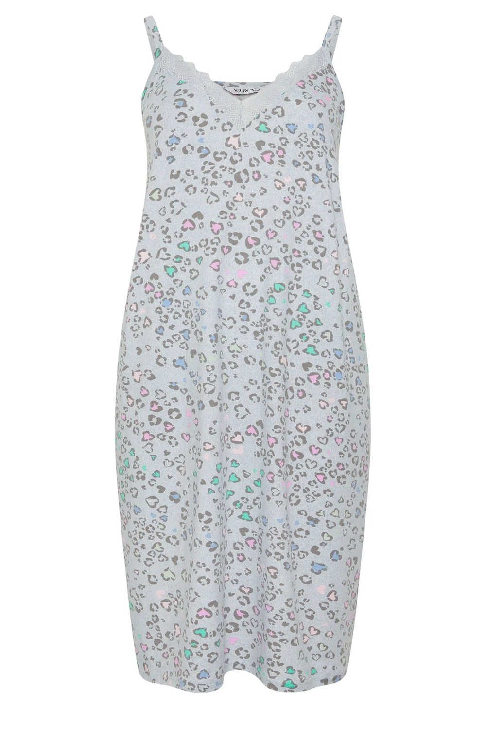 Yours Curve Grey Leopard Print Soft Touch Chemise Nightdress - 22-24 Image 2