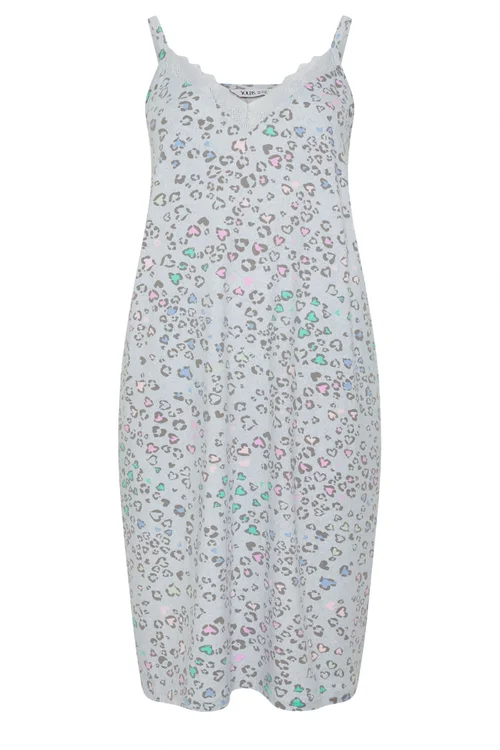 Yours Curve Grey Leopard Print Soft Touch Chemise Nightdress - 22-24 Image 2