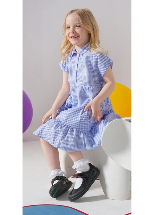 ToeZone Zola Rubber Black Patent Leather Star Rip Tape School Shoes (Younger 8 - Older 2) - 12 Infants Image 5