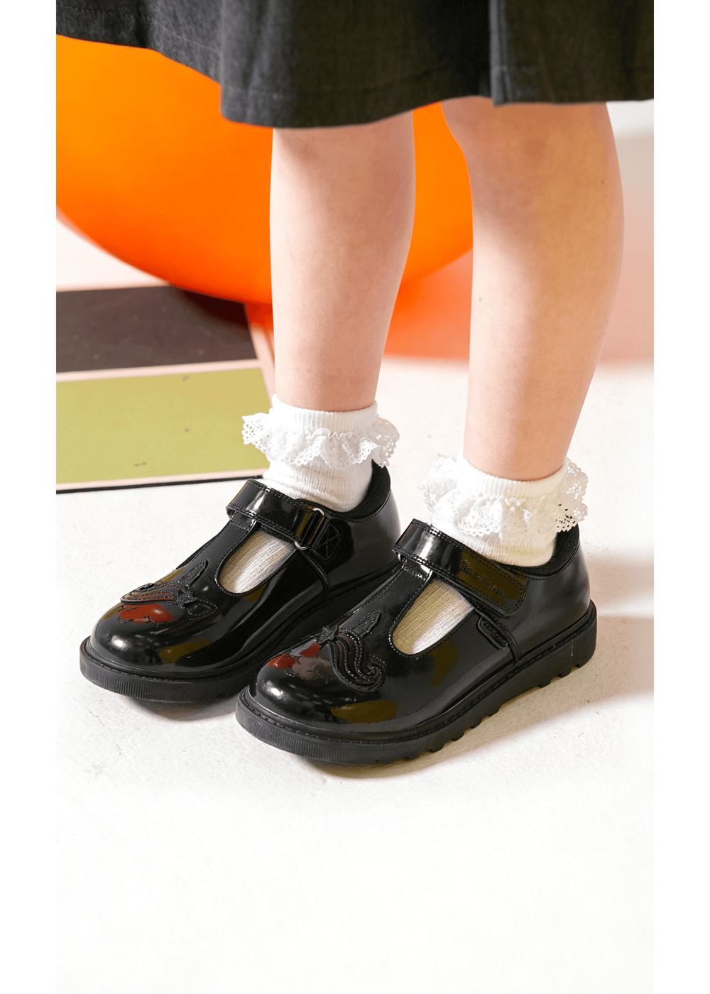 ToeZone Matilda Black Patent Leather Unicorn Rip Tape School Shoes (Younger 8 - Older 3) - 1 Image 5