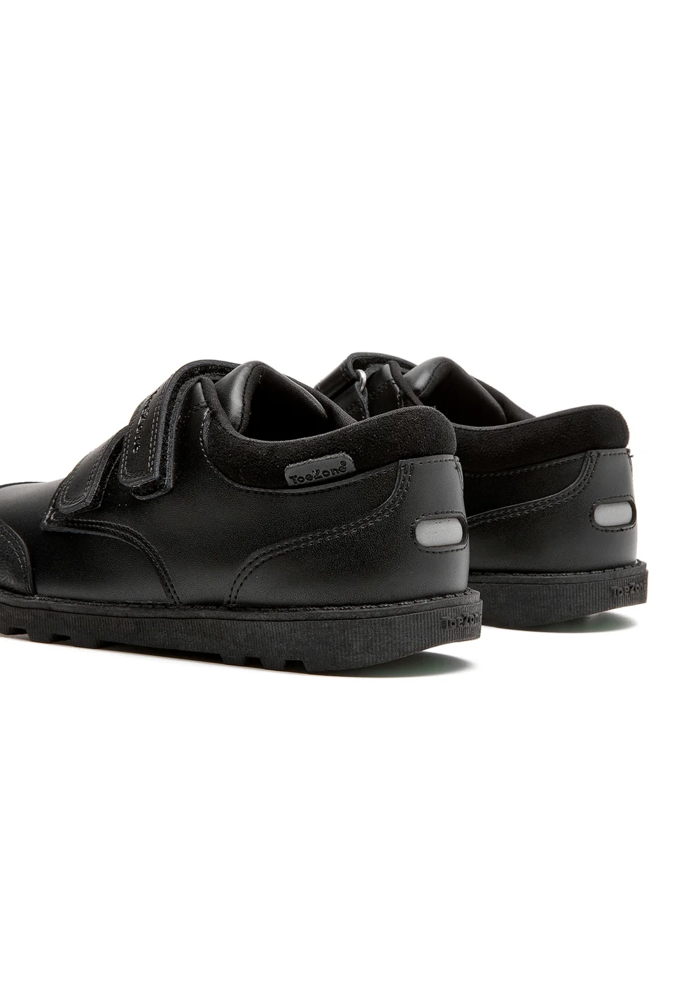 ToeZone Tracer Classic Double Rip Tape Black Leather School Shoes - 11 Infants Image 6