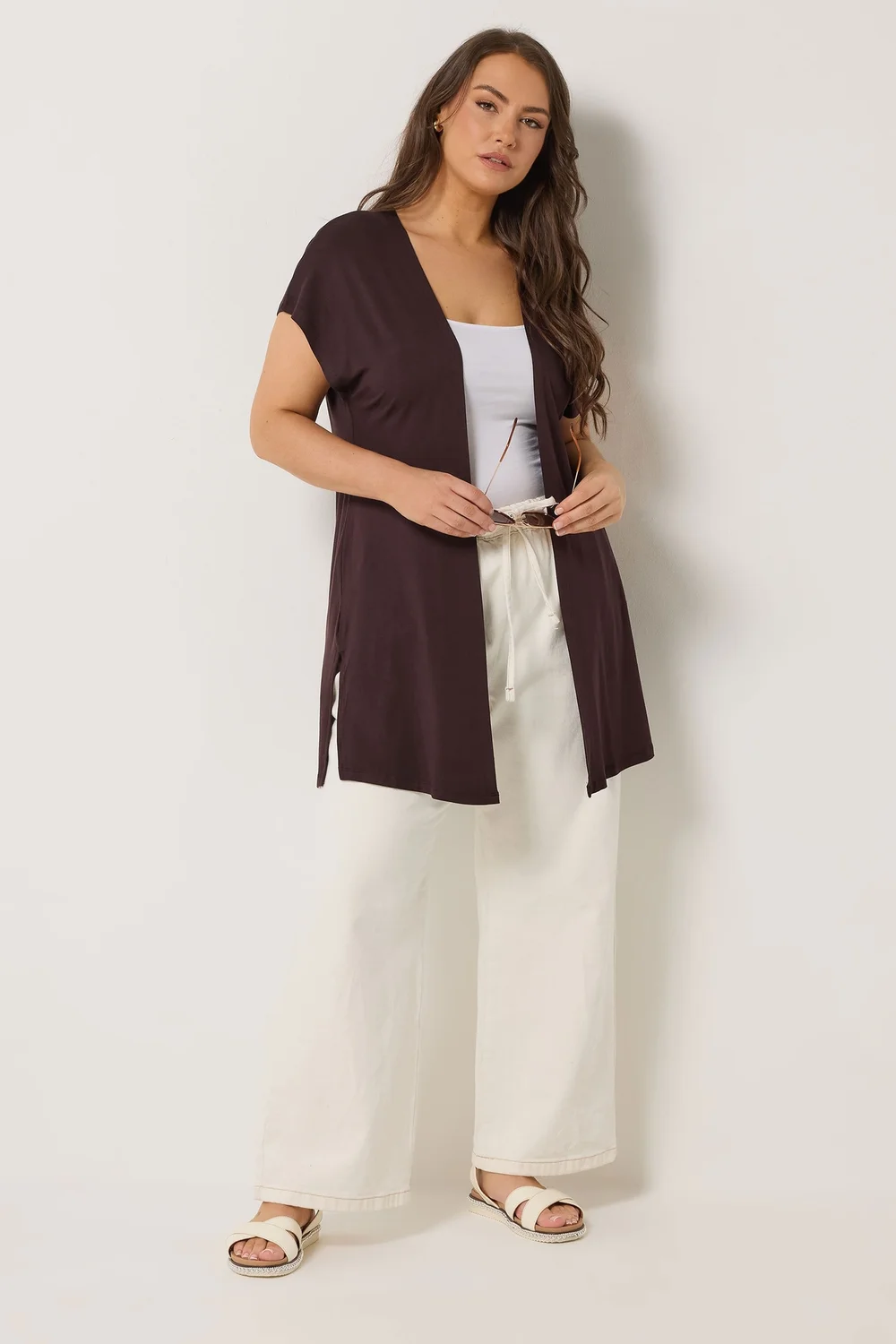Yours Curve Chocolate Brown Kimono - 34-36 Image 3