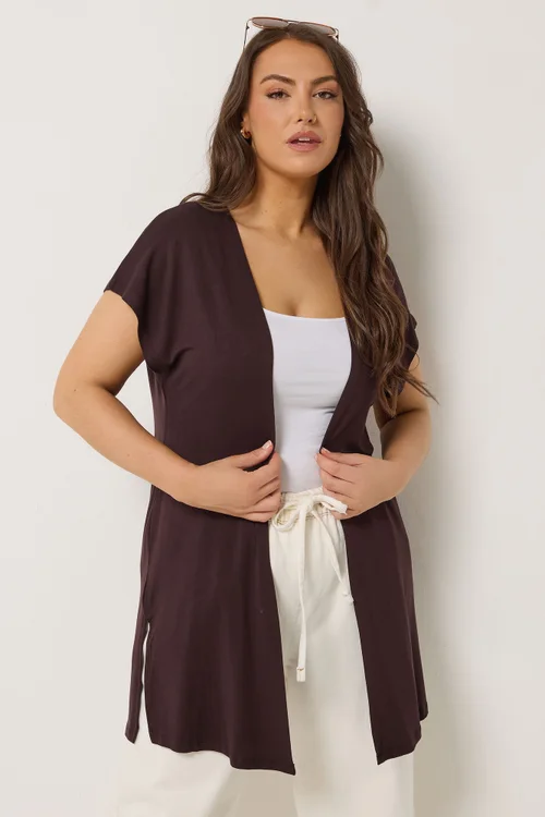Yours Curve Chocolate Brown Kimono - 34-36 Image 2