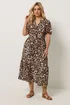 Yours Curve Brown Leopard Half Placket Dress - 22-24 Image 2