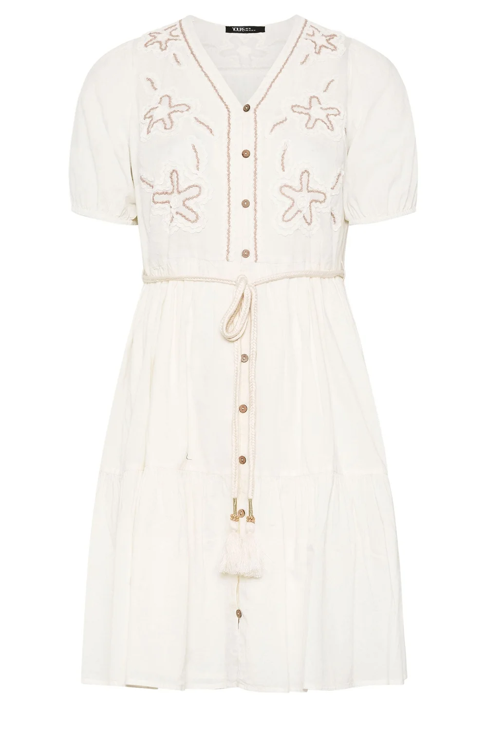 Yours Curve White Flower Detail Shirt Dress - 18 Image 2