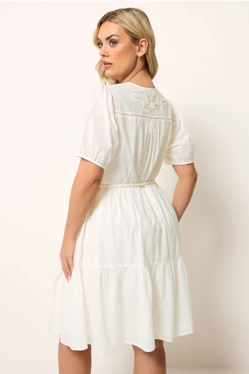 Yours Curve White Flower Detail Shirt Dress - 18 Image 4