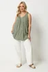 Yours Curve Olive Green Ditsy Floral Vest Top - 14 Image 2