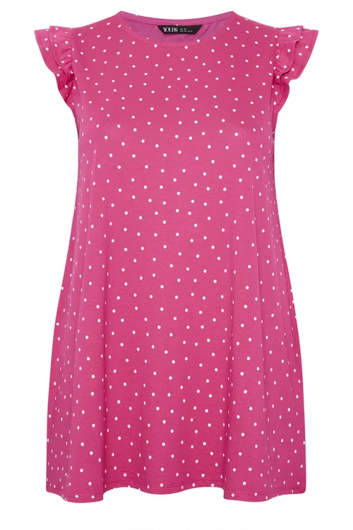 Yours Curve Pink Polka Dot Frill Sleeve Vest Top - 26-28 Image 5