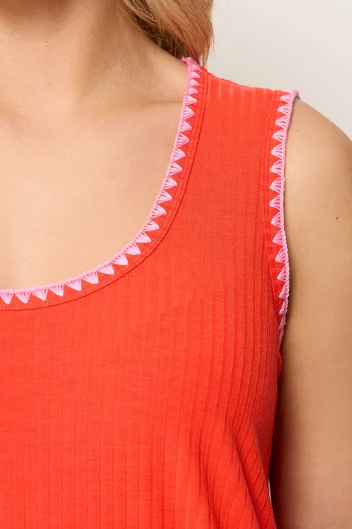 Yours Curve Orange Contrast Stitch Vest Top - 22-24 Image 4
