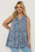 Yours Curve Blue Paisley Notch Neck Vest Top - 14 Image 1