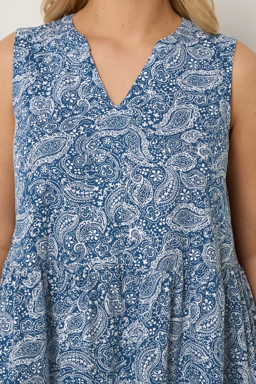 Yours Curve Blue Paisley Notch Neck Vest Top - 14 Image 4