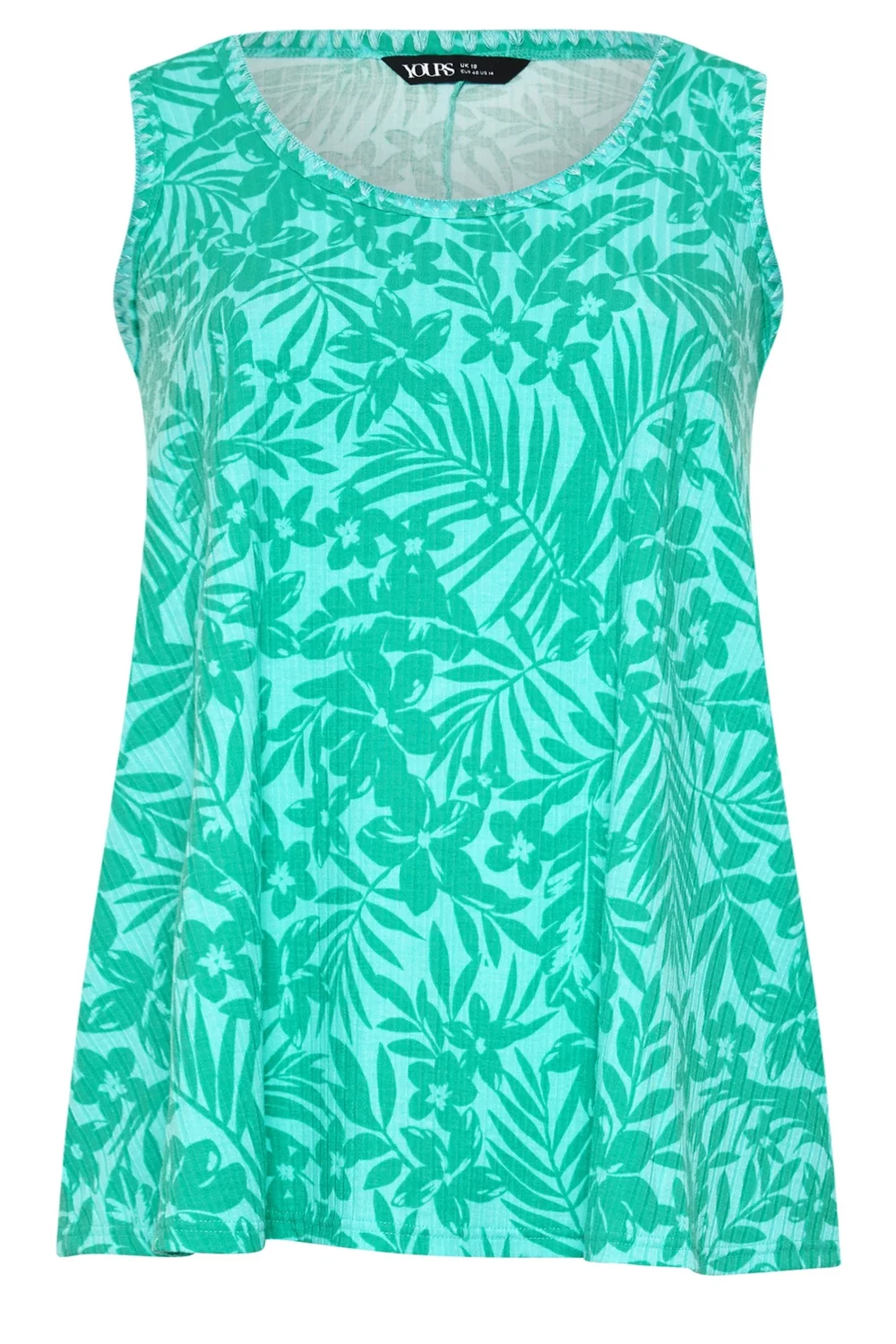 Yours Curve Green Contrast Stitch Vest Top - 18 Image 5