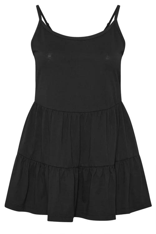 Yours Curve Black Tiered Strappy Vest - 14 Image 5