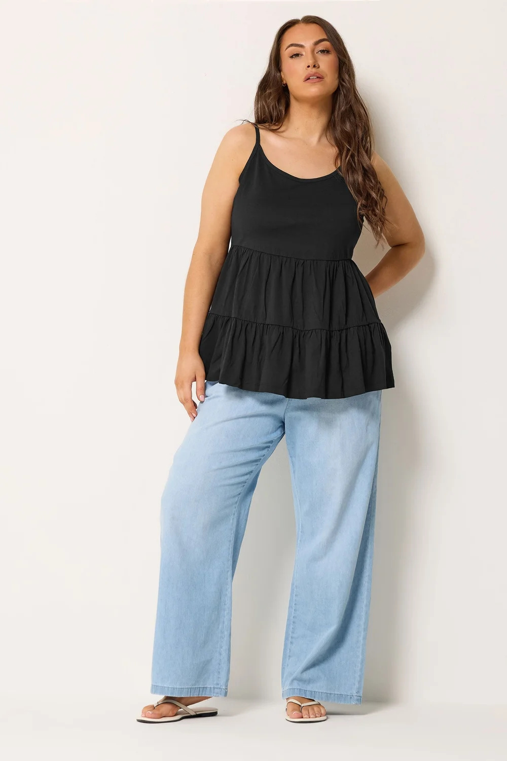 Yours Curve Black Tiered Strappy Vest - 14 Image 2