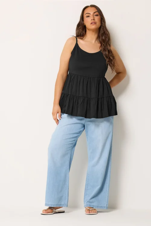 Yours Curve Black Tiered Strappy Vest - 14 Image 2