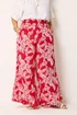 Yours Curve Red Palm Leaf Wide Leg Trousers - 26-28/L28 Image 2