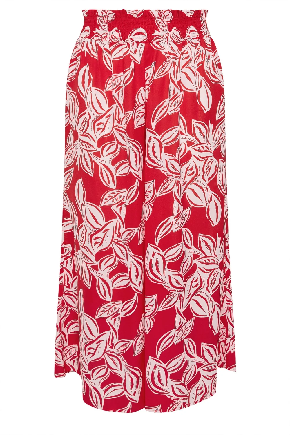 Yours Curve Red Palm Leaf Wide Leg Trousers - 26-28/L28 Image 5