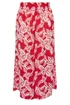 Yours Curve Red Palm Leaf Wide Leg Trousers - 26-28/L28 Image 5