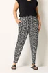 Yours Curve Black Ikat Print Harem Trousers - 16/L30 Image 1