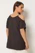 Yours Curve Chocolate Brown Textured Cold Shoulder Top - 26-28 Image 3