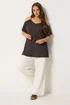Yours Curve Chocolate Brown Textured Cold Shoulder Top - 26-28 Image 2