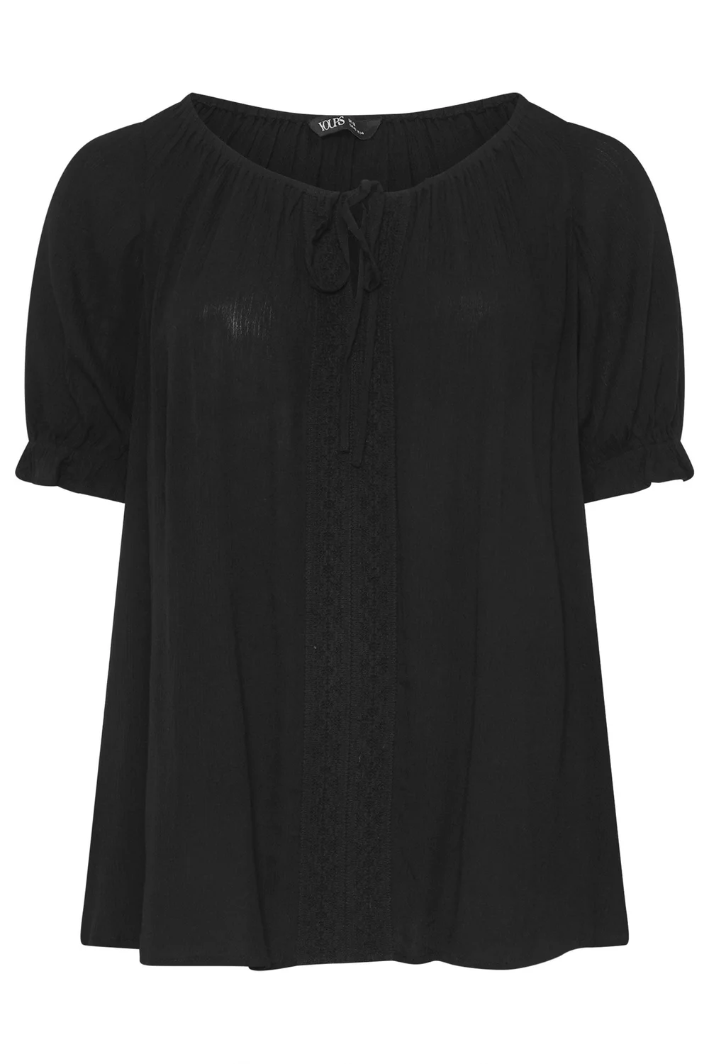 Yours Curve Black Crochet Detail Top - 20 Image 5