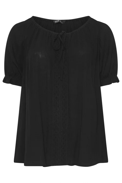 Yours Curve Black Crochet Detail Top - 20 Image 5