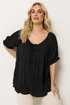 Yours Curve Black Crochet Detail Top - 20 Image 1