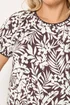 Yours Curve Brown Leaf Contrast Stitch Swing T-Shirt - 26-28 Image 4