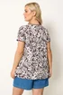 Yours Curve Brown Leaf Contrast Stitch Swing T-Shirt - 26-28 Image 3
