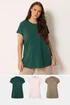 Yours 3 Pack Curve Mocha Brown & Pink Core T-Shirts - 16 Image 1