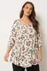 Yours Curve Ivory White Floral Tie Detail Top - 34-36 Image 1