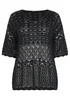 Yours Curve Black Crochet Crew Neck Top - 26-28 Image 5